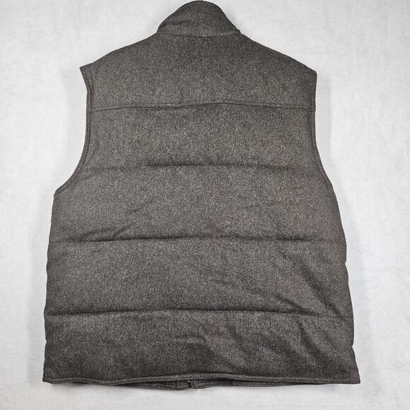 Y2K Old Navy Puffer Vest Mens XL Wool Blend Dark Brown Zip Snap Outdoor Prep - Picture 8 of 11
